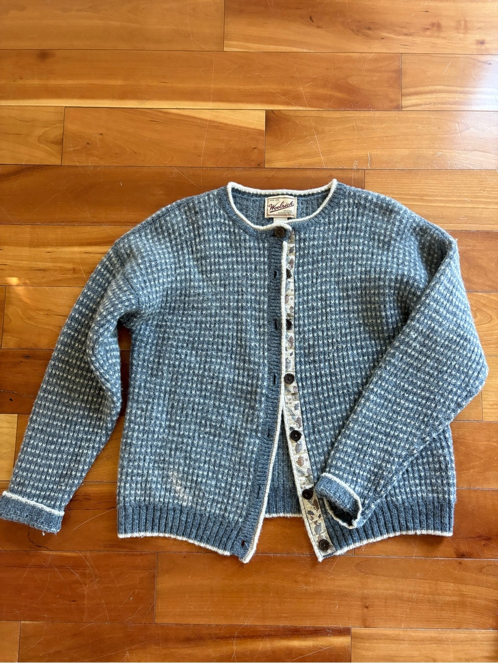 Woolrich Blue Wool Cardigan Sweater